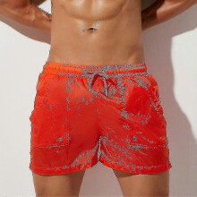 PARK (XL-Rojo) Traje de baño transparente Pantalones cortos de baño para hombre Bañador para hombre