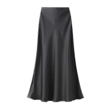PARK (M-Dunkelgrau) Satin-Midirock mit hoher Taille, lange Röcke für Damen