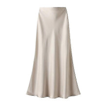 PARK (L-Light Apricot) Satin-Midirock mit hoher Taille, lange Röcke für Damen