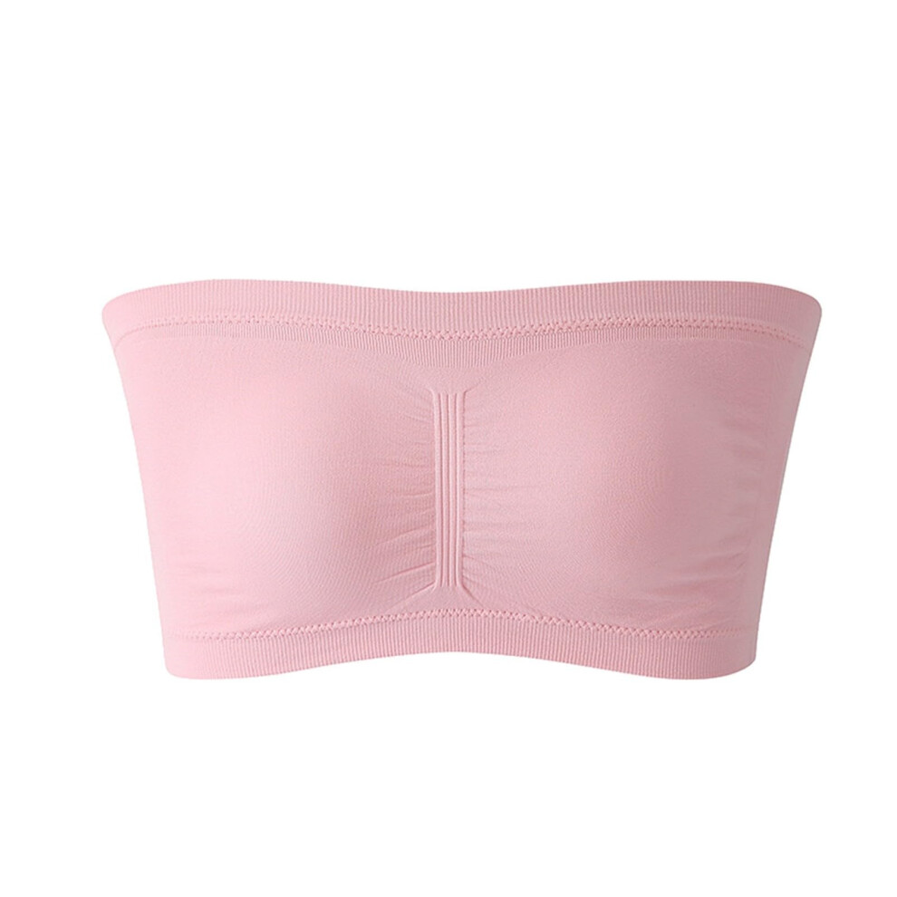 Bandeau Bra for Women Strapless Non-Slip Silicone Seamless Stretchy Top Boob Tube L Size Fashionable Design