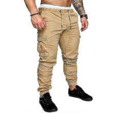 PARK(2XL-Khaki) Miesten kiristysnyöri joustava vyötärö Combat Cargo Housut Rento pitkät housut alaosat