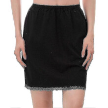 PARK (Schwarz) Damen Spitze elastisch Haftfest Unterrock Petticoat Halbe Taille Röcke Weiß