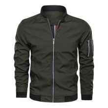 PARK (5XL-Grün) Herren Casual Loose Solid Color Stehkragen Reißverschluss Bomberjacke