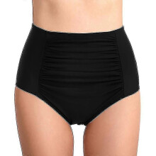 PARK (S-Negro) Braguita de bikini de cintura alta para mujer, ropa de playa