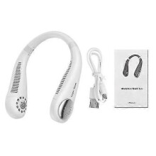 PARK (bianco) Mini ventilatore da collo ricaricabile tramite USB, portatile, senza pale, con fascia