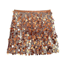 PARK (M-Gold) Pailletten Sexy Rock Bodycon Mini Röcke Für Frauen Trendy 2024