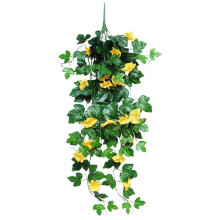 PARK (Amarillo) 1 pieza Flor Artificial Realista Diy 9 Tenedores Decoración de Pared Simulación Mañana