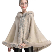 Giacca calda casual con cappuccio in pelliccia sintetica PARK (beige)