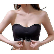 PARK (S-Bianco) Reggiseno push-up invisibile antiscivolo senza ferretto, senza spalline, con fibbia