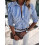 PARK (3XL-Blu) Camicetta da donna con stampa a righe, top e camicie classiche a maniche lunghe 2