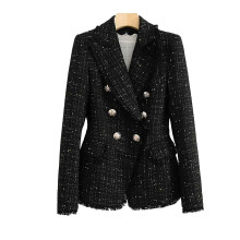 PARK (S-Schwarz) Damen Freizeitjacke fürs Büro, Reverskragen, lange Ärmel, Doppelknopf, Arbeitsjacken