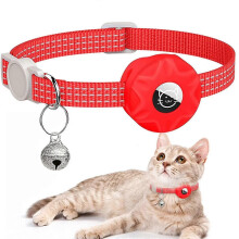PARK (rot) Airtag Katzenhalsband, Kätzchenhalsband Breakaway Airtag Katzen-GPS-Halsband mit Airtag-Halter