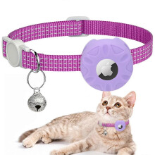 PARK (lila) Airtag Katzenhalsband, Kätzchenhalsband Breakaway Airtag Katzen-GPS-Halsband mit Airtag-Halter