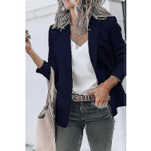 PARK (S-navy) Blazers casuales para mujer, con frente abierto, de manga larga, para trabajo y oficina