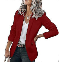 PARK (S-burdeos) Blazers casuales para mujer, con frente abierto, de manga larga, para trabajo y oficina