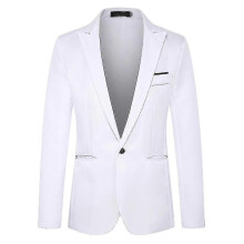 PARK (L-Bianco) Blazer da uomo con un bottone, revers a lancia, giacca da abito formale da sera e da