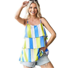 PARK (M-Blau-Gelb) Damen-Tanktop mit Streifenmuster