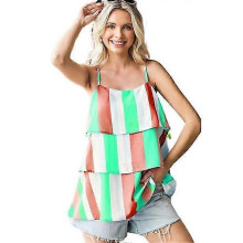 PARK (S-Grün-Orange) Damen-Tanktop mit Streifenmuster