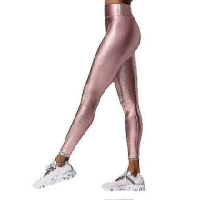 PARK (L-pink) Damen Metallic Leggings Glänzende Hose High Waist Leggings