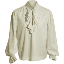 PARK (XL-Beige) Herren Piratenhemd Vampir Renaissance Viktorianisch Steampunk Gothic Rüschen Mittelalter