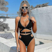 PARK(M)Mujer Traje de baño Bikini Cruzado Moda Sexy Sw -Negro
