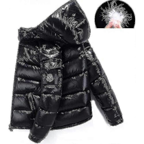 Parka (S-Nero) Giacca invernale da uomo con collo alto e cappuccio
