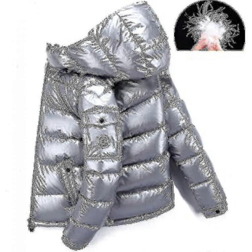 Parka (L-Argento)Giacca invernale da uomo con collo alto e cappuccio 1