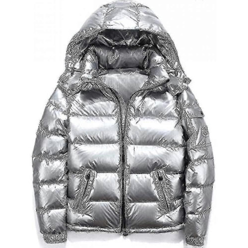 Parka (L-Argento)Giacca invernale da uomo con collo alto e cappuccio