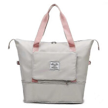 PARK (Grau mit Pink) Faltbare Reisetasche mit großem Fassungsvermögen – wasserdichte, faltbare Aufbewahrungstasche