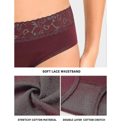 PARK (M-Scuro) Intimo da donna, mutandine in pizzo di cotone, morbide mutandine bikini comode, elasticizzate, 2
