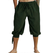 PARK (XXL-Grün) Herren Piratenhose 3/4 Mittelalter Renaissance Wikinger Cosplay Reiter Bauer Schiffbrüchige