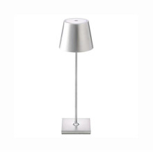 PARK (Silber) Dimmbare kabellose Tischlampe 3-Wege-Aluminium-Akkulampe zum Lesen