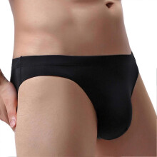 PARK (L-Schwarz) Longjiang Einfarbige Transparente Herren Slips Ice Silk U Konvex Nahtlose Männliche