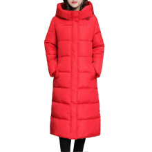 PARK (4XL-Rot) Damen-Winter-Daunenjacke, lässig, lang, mit Reißverschluss, Pufferjacke, geeignet für