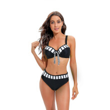 PARK(S)Traje de baño para mujer Bikini de color liso con soporte de acero Traje de baño fruncido