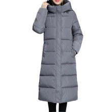 PARK (4XL-Grau) Damen-Winter-Daunenjacke, lässig, lang, mit Reißverschluss, Pufferjacke, geeignet für
