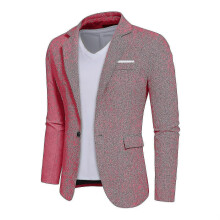 PARK(M-Pink) Herren Casual Leinen Blazer Ein Knopf Slim Fit Anzugjacken