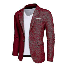 PARK (M-Rot) Herren Casual Leinen Blazer Ein Knopf Slim Fit Anzugjacken
