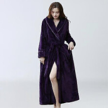 PARK (L-Lila) Herbst- und Winterbademäntel für Damen, Paare, Taille, Korallenvlies, lange, dicke Bademäntel,