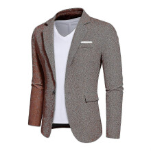 PARK (L-Braun) Herren-Lässiger Leinenblazer mit einem Knopf, schmale Passform, Anzugjacke