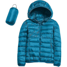 PARK (L – blau) Lässige, leichte Daunenjacke mit Kapuze für Damen, verstaubare Puffermäntel, ultraleicht,