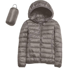 PARK (S-khaki) Lässige, leichte Daunenjacke mit Kapuze für Damen, verstaubare Puffermäntel, ultraleicht,