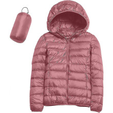 PARK (S-pink) Lässige, leichte Daunenjacke mit Kapuze für Damen, verstaubare Puffermäntel, ultraleicht,