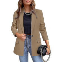 PARK (S-khaki) Damen Casual Blazer Jacke Temperament Pendeln Mode Schlank Knopf Revers Casual Winter