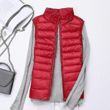 PARK (S-Rot) Leichte Damen-Weste, wattierter Wintermantel, Steppweste, Pufferjacke