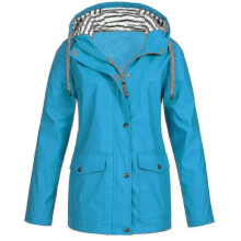 PARK (XL-Blau) Damen-Regenjacke in Übergröße – wasserdichter Regenmantel mit Kapuze