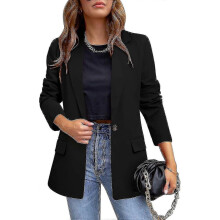 PARK (XL-schwarz) Damen Casual Blazer Jacke Temperament Pendeln Mode Slim Button Revers Casual Winter