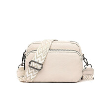 PARK (Off-white) Umhängetasche Damen Leder Kleine Umhängetasche Mit Breitem Riemen Reißverschluss Und