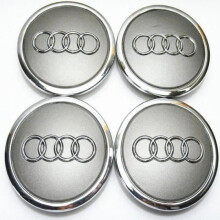 PARK4x Graue Radnabenkappen 69 mm Durchmesser Audi Emblem Radnabenabdeckung LBQ25