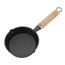 PARKOmelette Padella rotonda in metallo robusto e sicuro con manico in legno Scaldaburro ampiamente